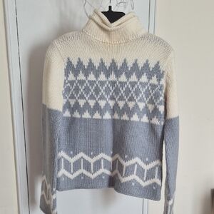 Wool Angora Blend Turtleneck Sweater Flared Sleeves